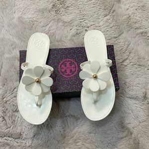 Tory Burch flower jelly thong shoes size 11